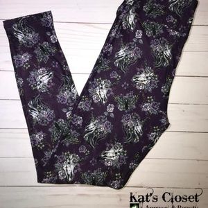 Unicorn Skulls Dead Moth Purple Leggings